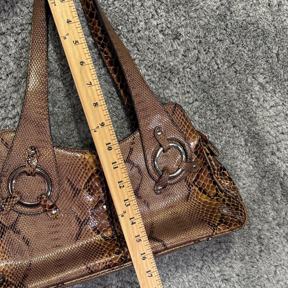 Vtg Y2K Brown Snake Print Women's Shoulder Bag Purse Neutral - Picture 9 of 10